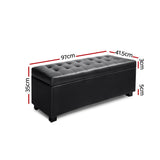 Artiss 97cm PU Leather Storage Ottoman Blanket Box Black — Allure Home Collections