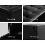 Artiss 97cm PU Leather Storage Ottoman Blanket Box Black — Allure Home Collections