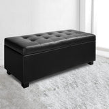 Artiss 97cm PU Leather Storage Ottoman Blanket Box Black — Allure Home Collections