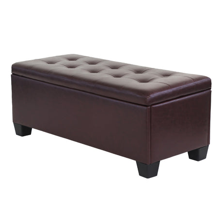 Artiss 97cm PU Leather Storage Ottoman Blanket Box Brown — Allure Home Collections