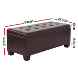 Artiss 97cm PU Leather Storage Ottoman Blanket Box Brown — Allure Home Collections