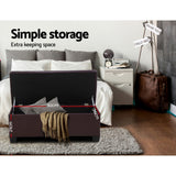 Artiss 97cm PU Leather Storage Ottoman Blanket Box Brown — Allure Home Collections