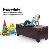 Artiss 97cm PU Leather Storage Ottoman Blanket Box Brown — Allure Home Collections