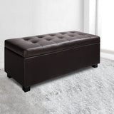 Artiss 97cm PU Leather Storage Ottoman Blanket Box Brown — Allure Home Collections