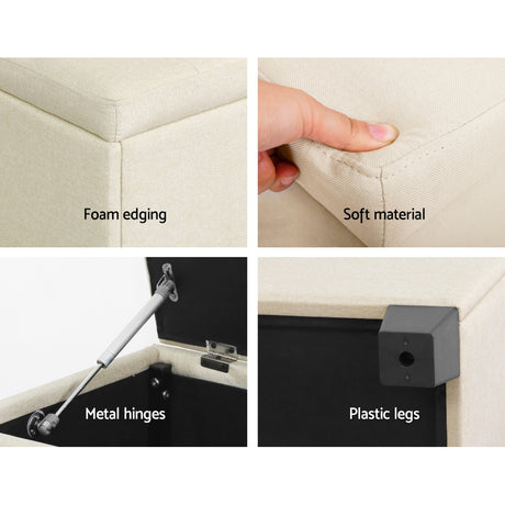 Artiss 97cm Linen Storage Ottoman Blanket Box Beige — Allure Home Collections