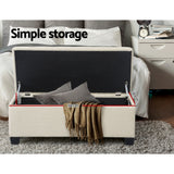 Artiss 97cm Linen Storage Ottoman Blanket Box Beige — Allure Home Collections