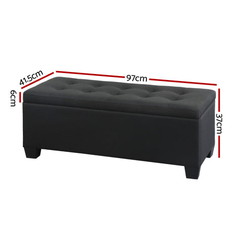 Artiss 97cm Linen Storage Ottoman Blanket Box Black — Allure Home Collections