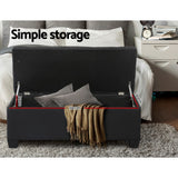 Artiss 97cm Linen Storage Ottoman Blanket Box Black — Allure Home Collections