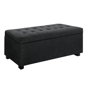Charlemont faux linen storage ottoman blanket box 97cm in charcoal in a living room