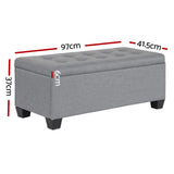 Artiss 97cm Linen Storage Ottoman Blanket Box Grey — Allure Home Collections