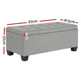 Artiss 97cm Linen Storage Ottoman Blanket Box Light Grey — Allure Home Collections