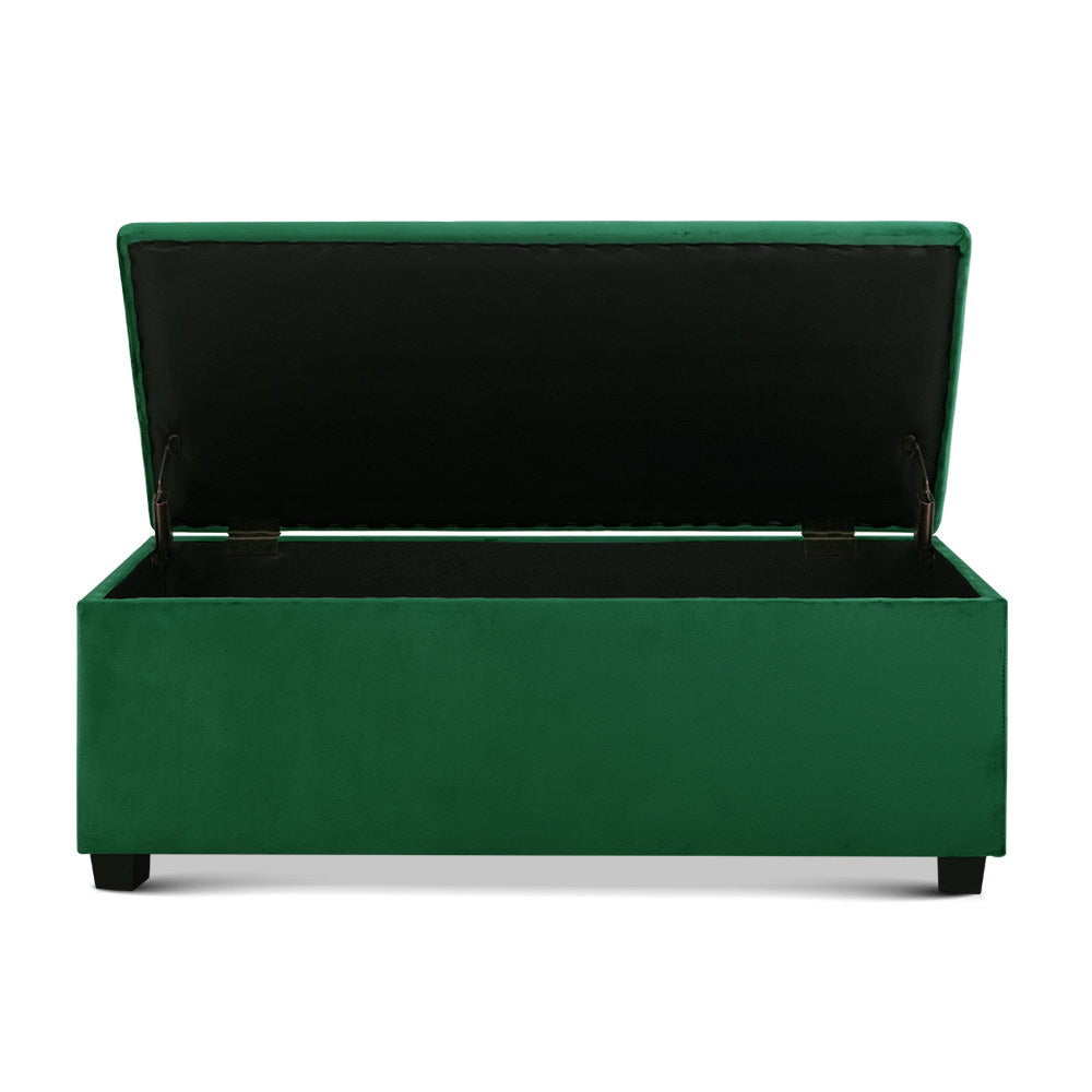Artiss 97cm Velvet Storage Ottoman Blanket Box Green — Allure Home Collections