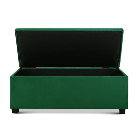 Artiss 97cm Velvet Storage Ottoman Blanket Box Green — Allure Home Collections