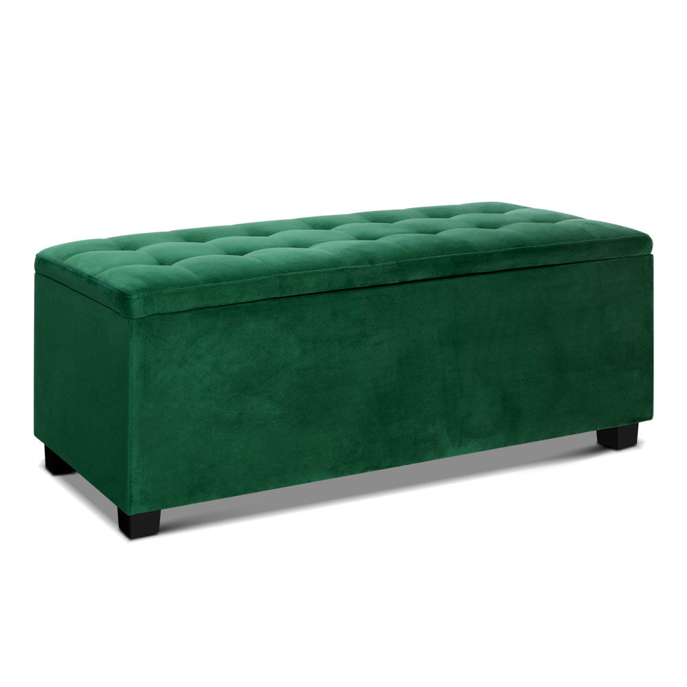 Artiss 97cm Velvet Storage Ottoman Blanket Box Green — Allure Home Collections