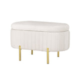 Artiss 87cm White Velvet Storage Ottoman Oval Blanket Box — Allure Home Collections