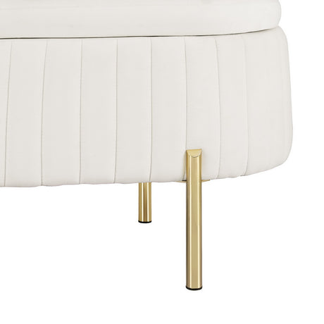 Artiss 87cm White Velvet Storage Ottoman Oval Blanket Box — Allure Home Collections