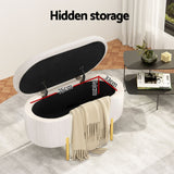 Artiss 87cm White Velvet Storage Ottoman Oval Blanket Box — Allure Home Collections