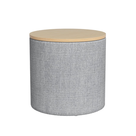 Artiss Round Storage Ottoman with Removable Lid Faux Linen — Allure Home Collections