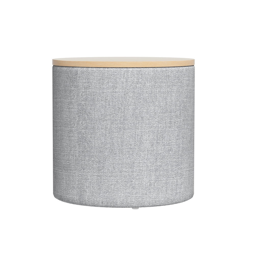 Artiss Round Storage Ottoman with Removable Lid Faux Linen — Allure Home Collections
