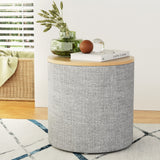 Artiss Round Storage Ottoman with Removable Lid Faux Linen — Allure Home Collections