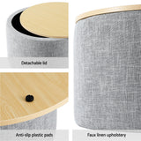 Artiss Round Storage Ottoman with Removable Lid Faux Linen — Allure Home Collections