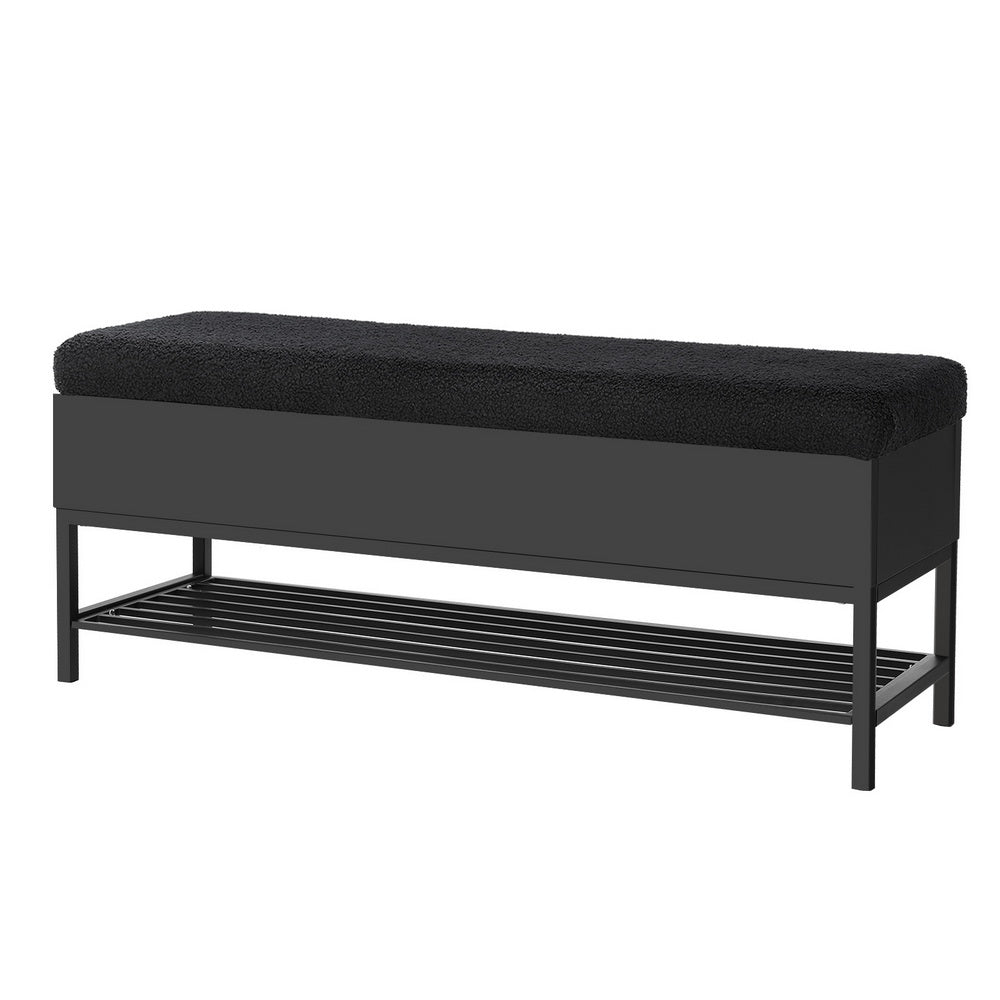 Artiss 110cm Boucle Storage Ottoman Blanket Box with Shelf — Allure Home Collections