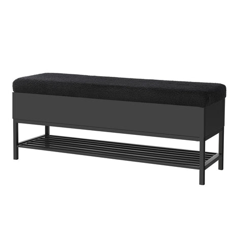 Artiss 110cm Boucle Storage Ottoman Blanket Box with Shelf — Allure Home Collections