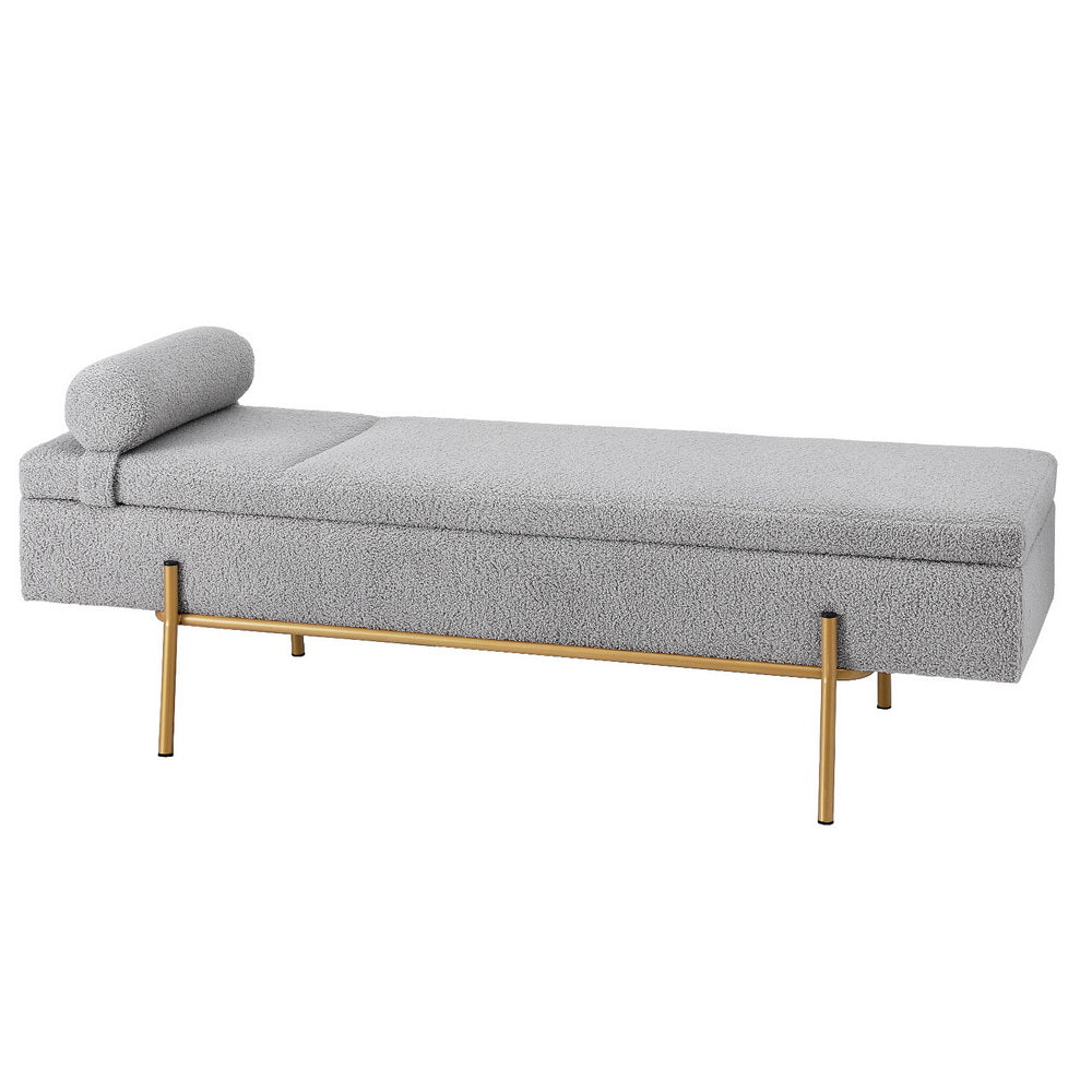 Artiss Boucle Fabric Storage Ottoman Bed with Lift Up Storage and Detachable Pillow — Allure Home Collections