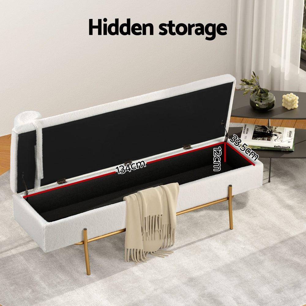 Artiss Boucle Fabric Storage Ottoman Bed with Lift Up Storage and Detachable Pillow — Allure Home Collections