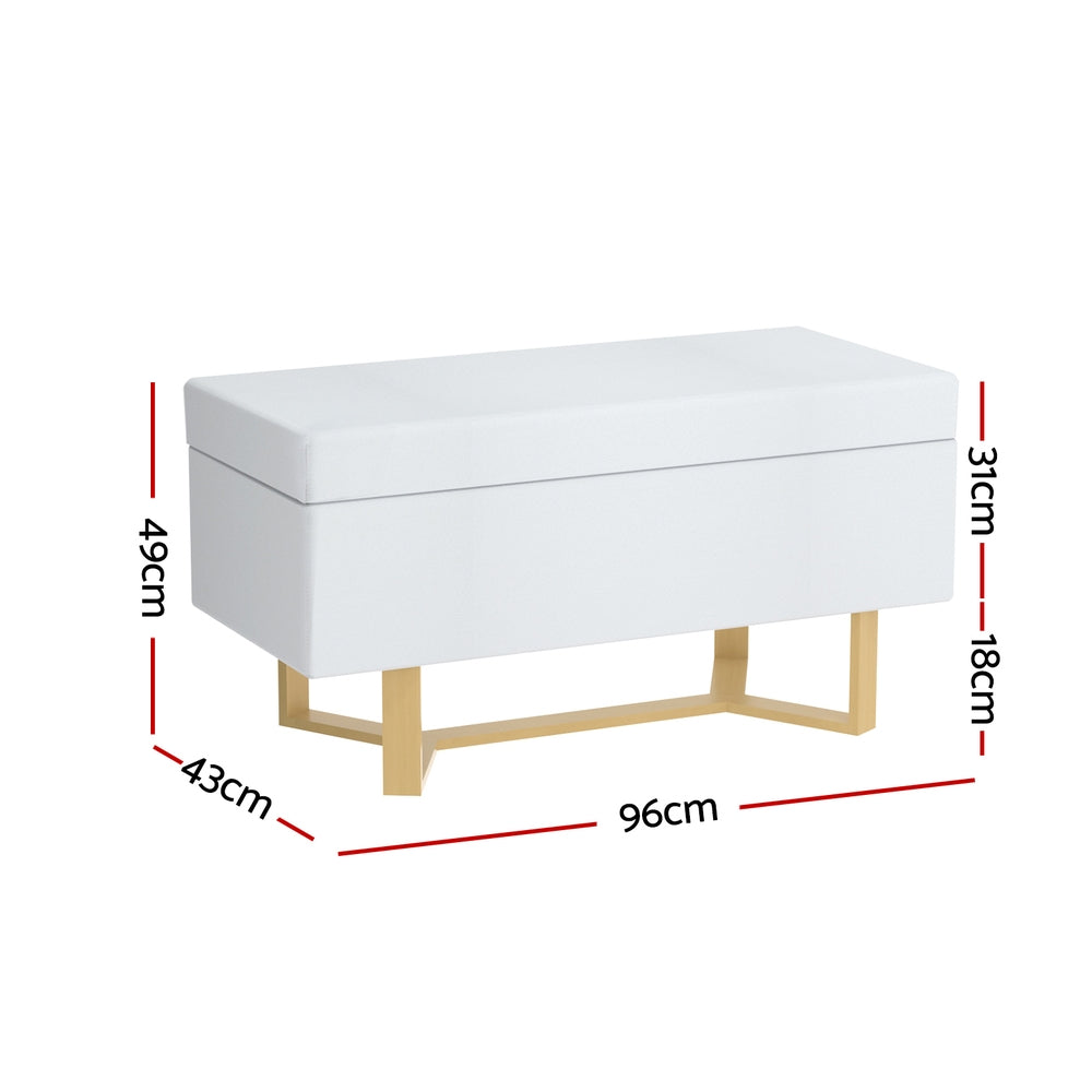 Artiss Criss-Cross Faux Linen Storage Ottoman