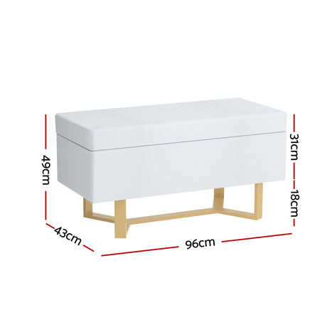 Artiss Criss-Cross Faux Linen Storage Ottoman