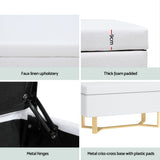 Artiss Criss-Cross Faux Linen Storage Ottoman