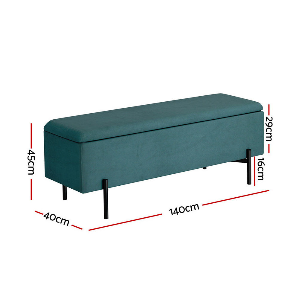 Artiss 140cm Velvet Storage Ottoman Blanket Box Green — Allure Home Collections