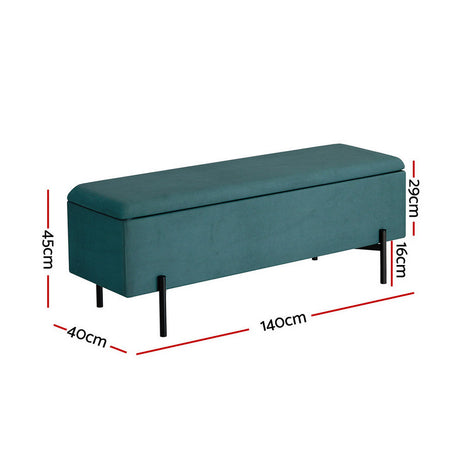 Artiss 140cm Velvet Storage Ottoman Blanket Box Green — Allure Home Collections