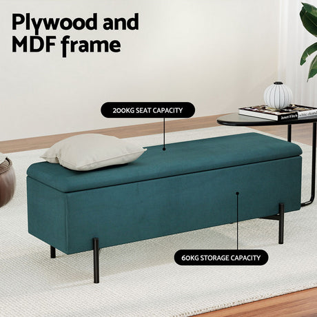 Artiss 140cm Velvet Storage Ottoman Blanket Box Green — Allure Home Collections