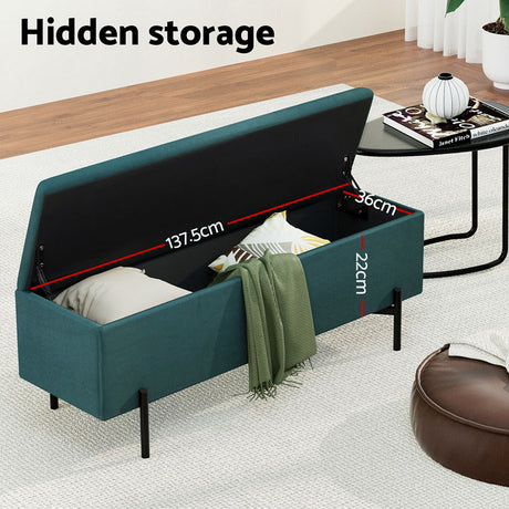 Artiss 140cm Velvet Storage Ottoman Blanket Box Green — Allure Home Collections