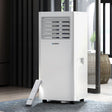 White 7000 BTU portable air conditioner with LCD display and castor wheels