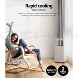 Built in side handles and four castors on the portable air conditioner