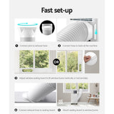 Portable air conditioner shown with window kit, hose, remote and manual
