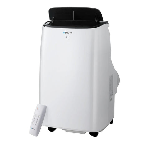Portable air conditioner with WiFi app control cooling a bedroom