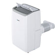 White 14000 BTU portable air conditioner with smart LED display and castors