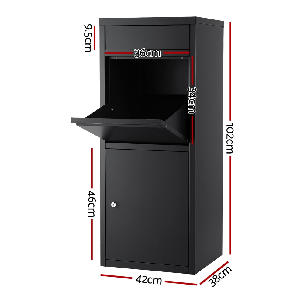 Parcel drop box front view