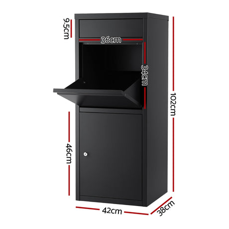 Parcel drop box front view