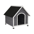 Quinninup wooden dog kennel in durable fir wood with a weatherproof asphalt roof outdoors