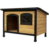 Balingup large wooden dog kennel in fir wood with a waterproof asphalt roof in a backyard