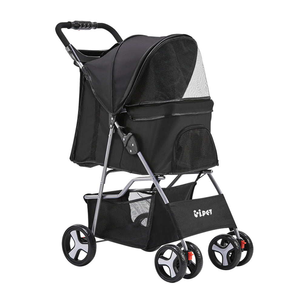 Four Wheel Pet Stroller, Black