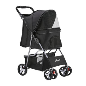Four Wheel Pet Stroller, Black