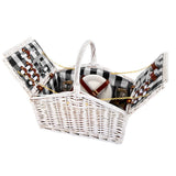 Perigueux hand woven willow picnic basket set for two with insulated blanket bag