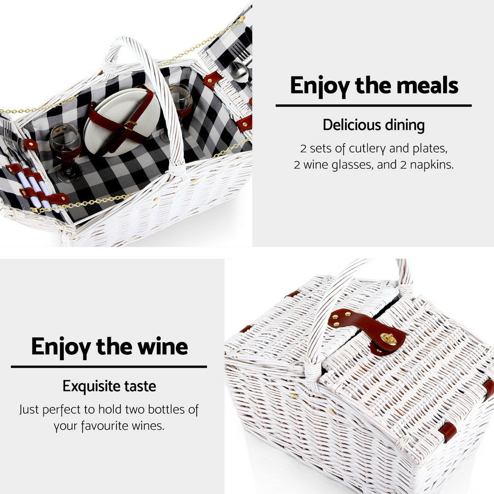Perigueux Willow Picnic Basket Set, 2 Person