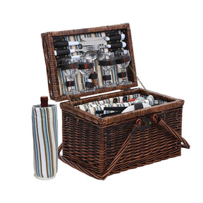 Cahors deluxe folding picnic basket set for four with tableware and insulated compartment